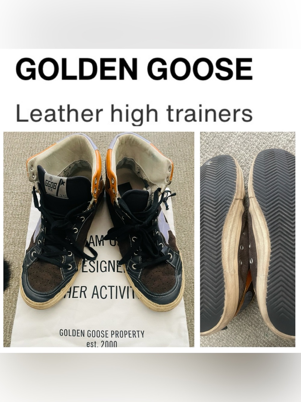 GOLDEN GOOSE Men's VCE/2.12 High Top Sneakers Brown Suede Star Italy GGDB 41